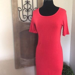 Lularoe form fitting Coral Red dress